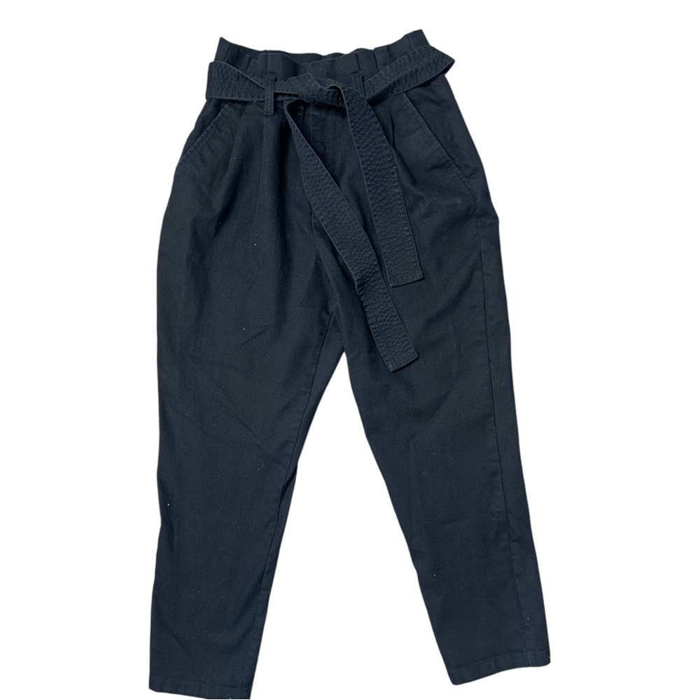 Target A New Day Black High Waisted Paper Bag Pants Mom Jeans Black Denim Size 4